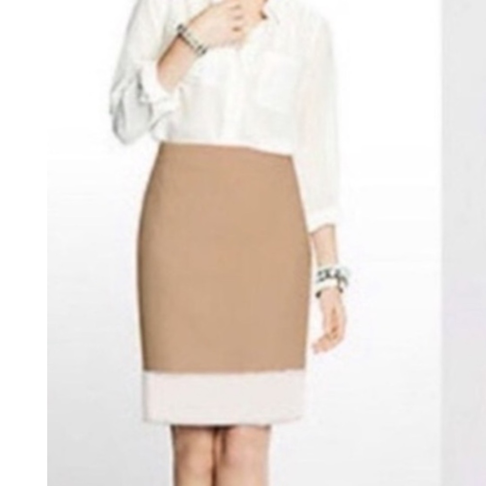 J. Crew Tan and White Wool Blend Pencil Skirt